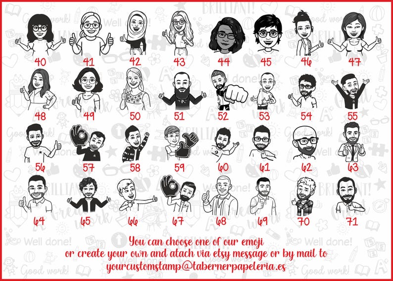 K&ouml;nnte beinhalten: Eine Sammlung von 32 schwarz-wei&szlig; Emoji-Illustrationen, die jeweils eine Person mit verschiedenen Ausdr&uuml;cken und Gesten darstellen. Das Bild enth&auml;lt den Text: "Sie k&ouml;nnen eines unserer Emojis ausw&auml;hlen oder Ihr eigenes erstellen..."