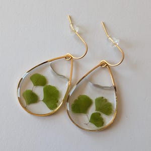 Real Maidenhair Fern Resin Earrings: Cottagecore Botanical Jewelry