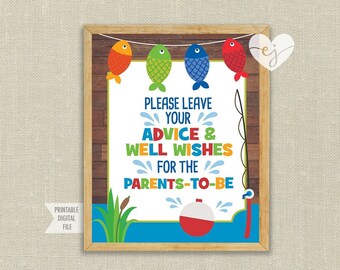 Baby Advice Sign, Fishing Party Advice Signs, Fishing baby shower, baby shower advice, advice for baby sign, printable shower sign, A1