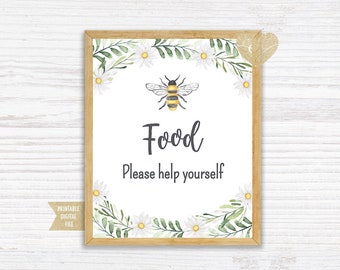 Printable Bee Food Sign, Sweet as can bee, Printable Food Sign, sweet to bee one, food sign, bee food sign, bee printable table sign