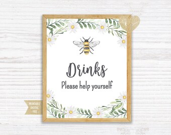 Printable Bee Drinks Sign, Sweet as can bee, Printable Drinks Sign, sweet to bee one, drinks sign, bee drinks sign, bee printable table sign