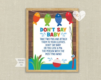 Don't Say Baby Sign, Fishing Table Sign, Fishing Shower Signs, Fishing Party Decor, Fishing Don't Say Baby game, Ofishally ours decor, A1