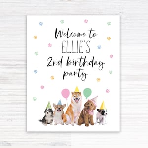 Puppy Party Welcome Sign, Puppy Birthday Sign, Printable Puppy Welcome Sign, two let the dogs out, Personalized puppy pawty sign, 2nd puppy