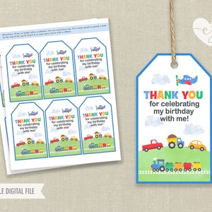 Transport Favor Tags, druckbare Favor Tags, Transport Geburtstag Gastgeschenke, Transport Party Decor, Transport zwei, junge LKW