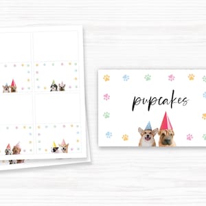 Puppy Food Tents, Dog Food Tents, Puppy Pawty Labels, two let the dogs outk, puppy food tents printable, printable food tents, puppy labels