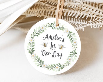 Printable Bee Favor Tags, Printable Favor Tags, Bee Birthday Favors, Sweet to bee one, 1st bee-day favor tags, Bee favors, girl 1st bee-day