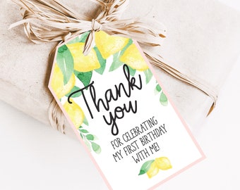 Printable Favor Tags, Lemonade Favor Tags, Lemonade Birthday Favors, Lemon favor tags, Lemon Thank you favor tags, lemonade first birthday