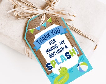 Pool Party Favor Tags, Printable Favor Tags, Swim Birthday Favors, Pool Party Thank You Notes, Pool Party Decor, two cool, pool Printable