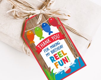 Fishing Favor Tags, Printable Favor Tags, Fishing Birthday Favors, Fishing Thank You Notes, Fishing Party Decor, The big One, A1