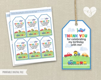 Transportation Favor Tags, Printable Favor Tags, Transportation Birthday Favors, transportation Party Decor, Transportation two, boy truck