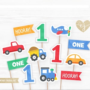 Transportation Cupcake Toppers, Printable Cupcake Toppers, Truck Birthday, Cupcake Toppers, 1st dump truck Birthday, Train Party Cupcakes