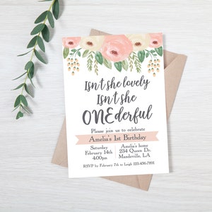 Onederful Invitation, Isn't she lovely invite, Isn't she onederful Invitation, girl first birthday invite, Onederful Birthday Invitation