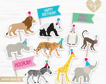 Party Animals Cupcake Toppers: Wild One Birthday Decor (Digital Files)