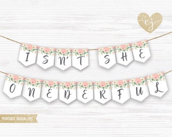 Printable Banner, ONEderful Bunting, Onederful Banner, Onederful birthday printable, isn't she onederful, Birthday Decor, Onederful party