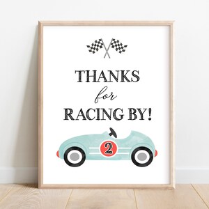 Race Car Birthday Favors - Thanks for Racing over to my party! - with  Handmade Car Shaped Crayon - Customizable with childs name!