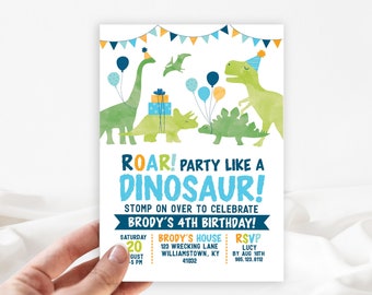 Printable Dinosaur Invitation, Party like a Dinosaur, Dinomite party  Invitation, Stomp Chomp Roar, Roar Party like a dinosaur invite, Dino