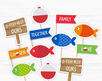 Fishing Adoption Cupcake Toppers: O-fish-ally Ours Party (Digital Download)
