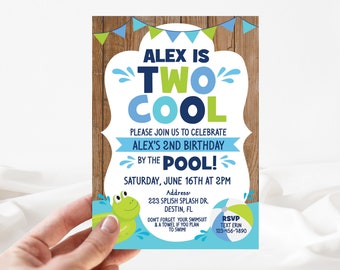 Pool Party Birthday Invitation, Two Cool Invitation, Boy Swimming Party Invitation, Pool Party Invitation, Summer 2nd Birthday Invitation