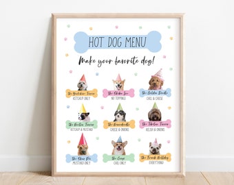 Hot Dog Station Sign, Puppy Pawty Sign, Puppy hot dog Signs, hot dog station, Two let the dogs out party, pawty food sign, dog party sign