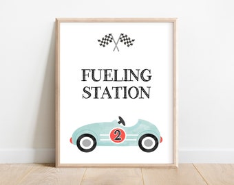 Fueling Station Sign, Food Table Sign, two fast two curious Signs, two fast sign, Race car 2nd birthday sign, 2 fast 2 curious party, A2