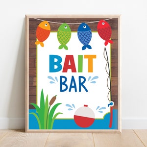 Bait Bar Sign, Fishing Table Sign, Fishing Party Food Signs, Fishing Party Decor, Reeling in the Big One, Ofishally one party decor, A1