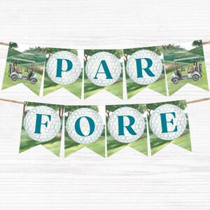 Par Fore Golf Birthday Banner: Golf Ball Party Decor (Digital Download)