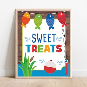Sweet Treats Sign, Fishing Table Sign, Fishing Party Food Signs, Fishing Party Decor, Reeling in the Big One, O-fish-ally one party, A1