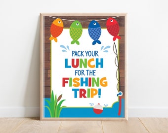 Fishing Trip Sign, Fishing Table Sign, Fishing Party Food Signs, Fishing Party Decor, Reeling in the Big One, O-fish-ally one party, A1