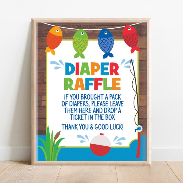 Diaper Raffle Sign, Fishing Diaper Raffle Signs, Fishing Baby Shower, Reel excited baby shower, Fisherman baby shower, fishing game sign, A1