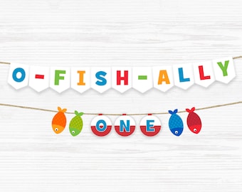 Printable Banner, Fishing Banner, o-fish-ally one, Fishing Birthday Banner, big one banner, Fishing Birthday, ofishally one banner, A1