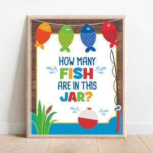 Vermute wie viele Fische Schild, Angeln Party Schilder, Angeln Party Deko, Reeling in the Big One, Ofishally one party decor, Fischspiel Schild, A1