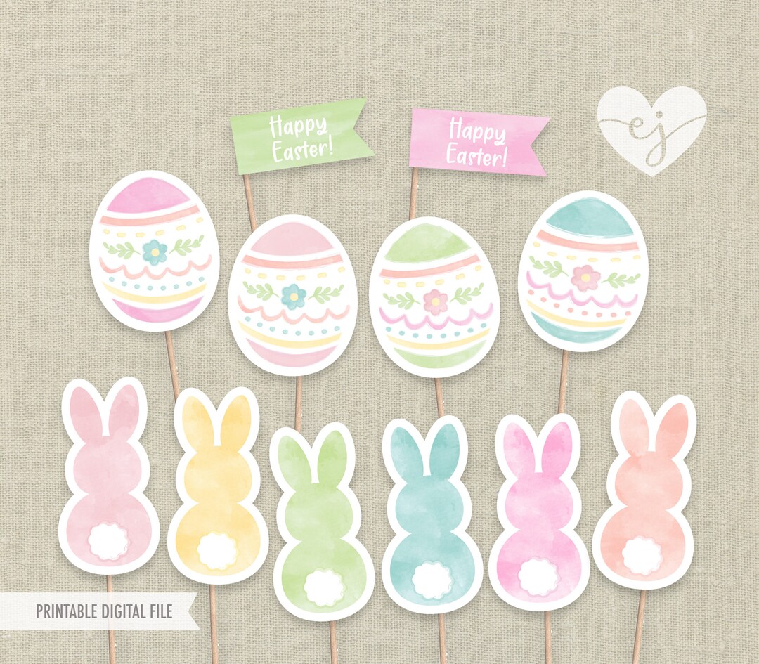 Easter Cupcake Toppers, Printable Cupcake Toppers, Easter Cupcakes
