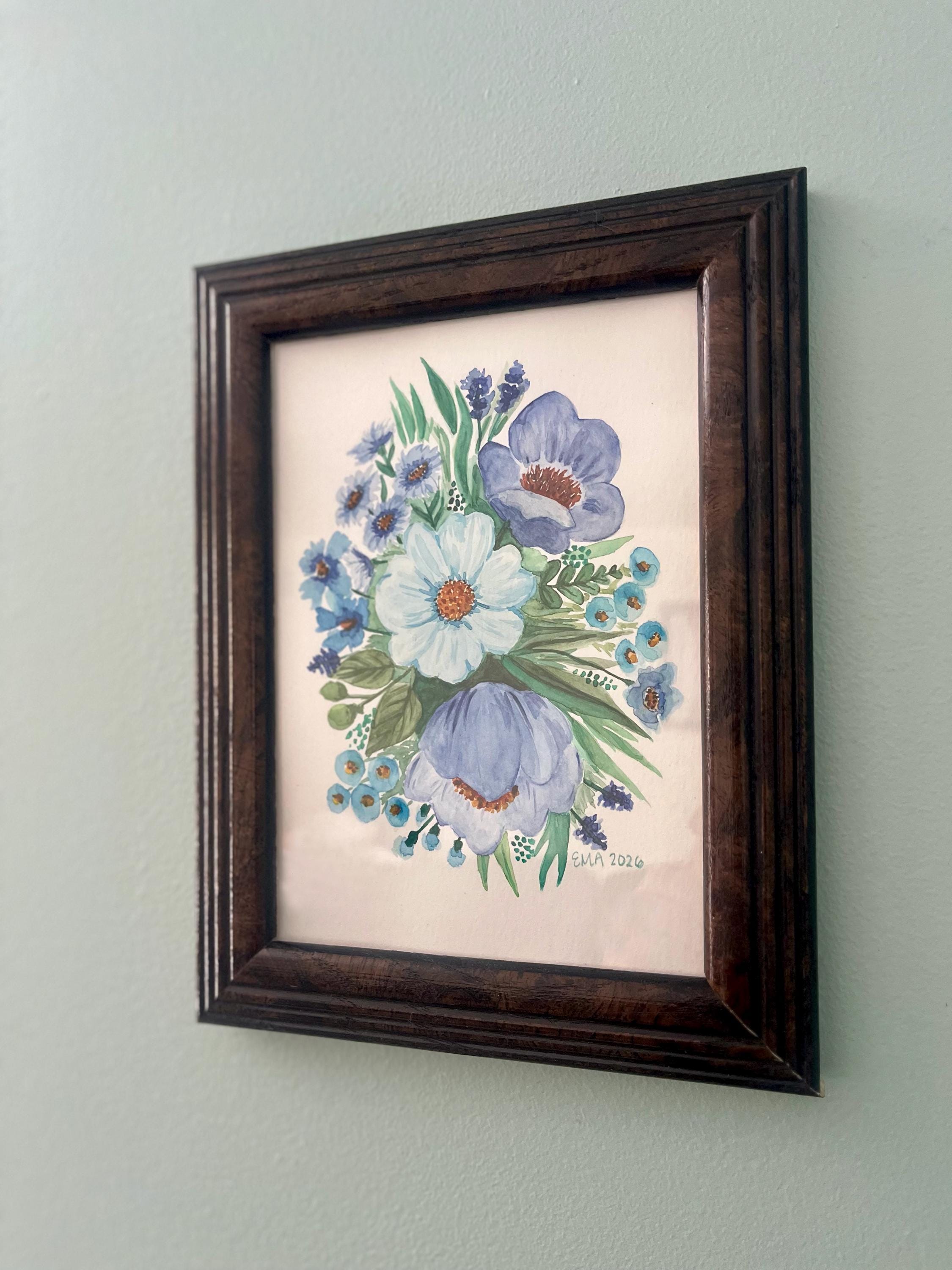 Framed Original Floral Watercolor Painting 5