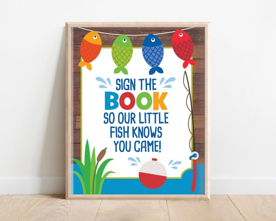 Guest Book Sign, Fishing Party Party Favors Signs, Fishing Party
