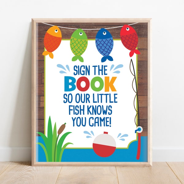 Fishing Party Guest Book Sign: "Reeling in the Big One" (Digital Download)