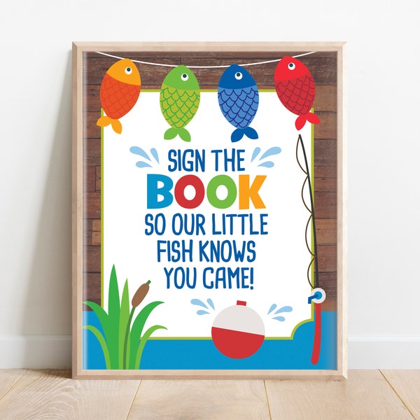 Guest Book Sign, Fishing Party Party Favors Signs, Fishing Party Decor, Reeling in the Big One, Ofishally one party decor, Sign the Book, A1