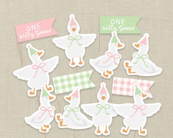 Adornos para cupcakes de One Silly Goose: Imprimibles para fiestas (Descarga digital)