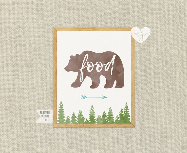 Food Table Sign Bear Shower Drinks Sign Little Cub Sign Bear
