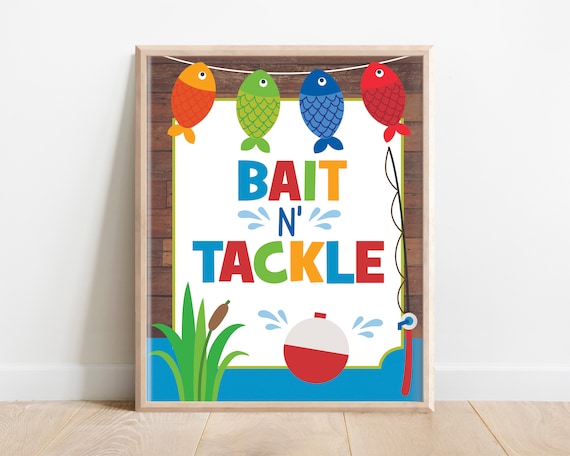 Bait N' Tackle Sign, Fishing Table Sign, Fishing Party Food Signs