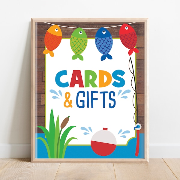 Panneau pour cartes et cadeaux de fête de pêche : « Reeling in the Big One » (téléchargement numérique)