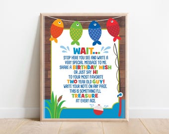 Fishing Party Guest Book Sign: Ofishally Two Decor (Digital Download)