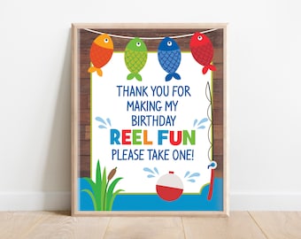 Angeln Gastgeschenke Zeichen: 'Reel Fun' Geburtstag Dekor (Digitaler Download)
