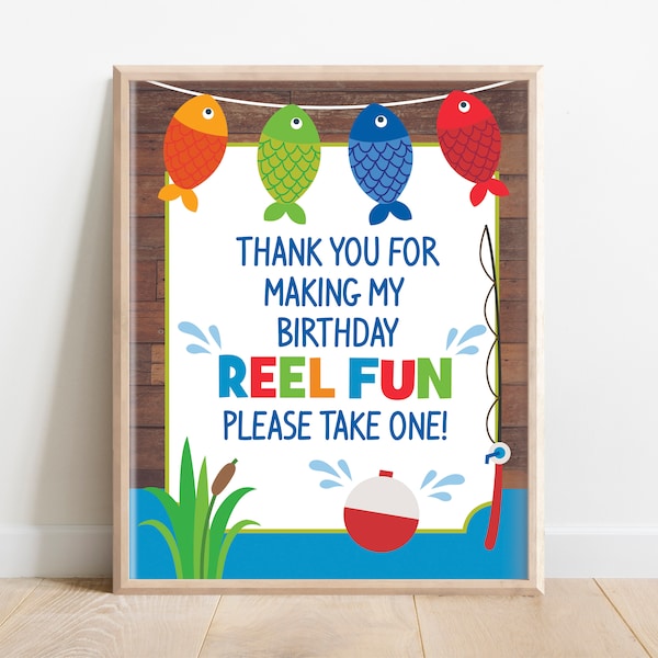 Fishing Party Favors Sign: 'Reel Fun' Birthday Decor (Digital Download)