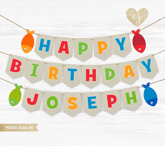 Fishing Birthday Banner Personalized Party Backdrop