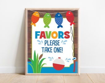 Favors Sign, Fishing Table Sign, Fishing Party Party Favors Signs, Fishing Decor, Reeling in the Big One, Ofishally one party decor, A1