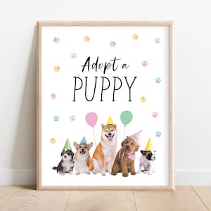 Bord adoptiefeest huisdier, adopteer een puppy-bord, bord puppyfeestje, adoptiebord, twee laten de honden uit feest, bord hond adoptie, bord hondenfeest