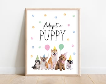 Adopt a Puppy Party Sign: Puppy Theme Decor (Digital Download)