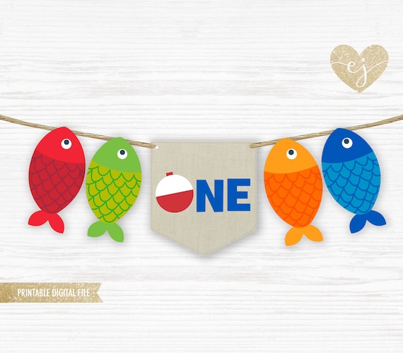 first birthday banner one fish banner print printable etsy birthday banner print
