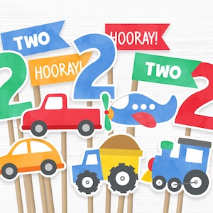 Transportation Centerpieces, Printable centerpieces, truck Birthday, Birthday printable centerpieces, car Birthday, transportation two