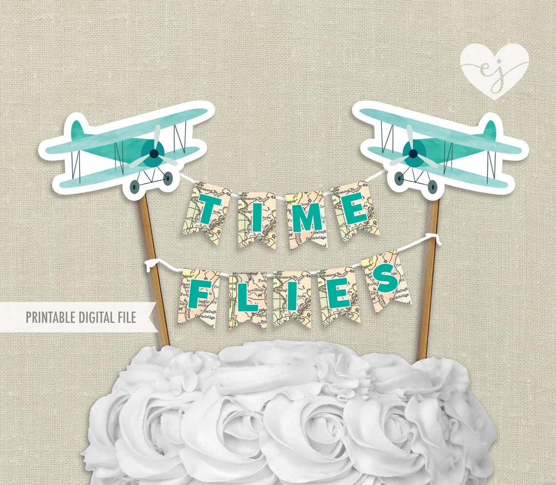 Vintage Airplane Cake Toppers Printable Cake Toppers Shower | Etsy